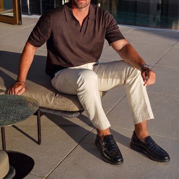 Hands-Free Smokey Black Croco Embossed Leather Slip-In Loafers