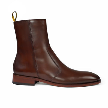 Chelsea Boots Stitched Brown Leather with Zip Closure