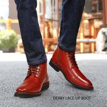 Stitched Cap Toe Derby Tan Leather Shoes by Brune & Bareskin