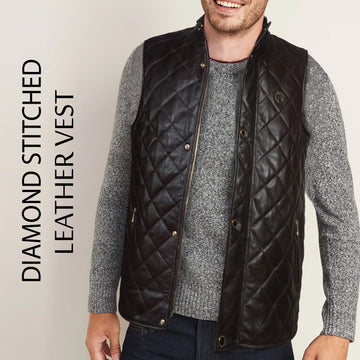 Diamond Stitched Dark Brown Vest