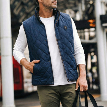 Blue Diamond Stitched Puffer Vest