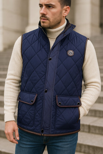 Diamond Stitched Blue Puffer Vest
