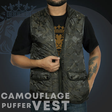 Contrasting Camo Puffer Vest