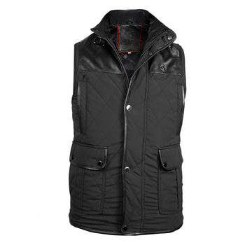 Black Diamond Stitched Vest with Snap & Zip Closure