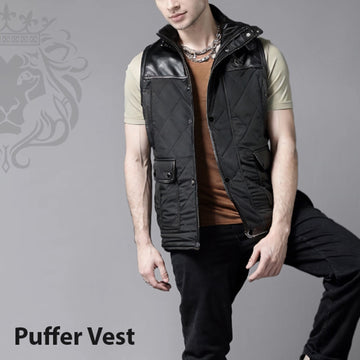 Black Diamond Stitched Vest with Snap & Zip Closure