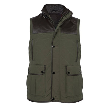 Green Diamond Stitched Vest with Snap & Zip Closure