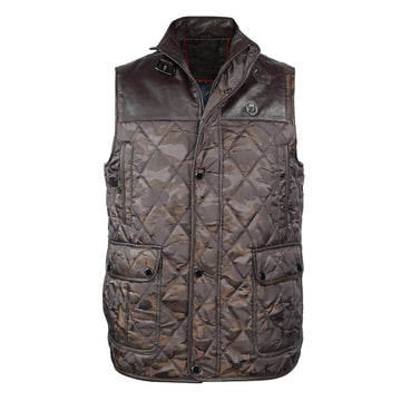 Brown Contrasting Trims Camo Puffer Vest