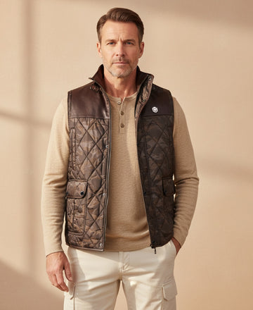 Brown Contrasting Trims Camo Puffer Vest