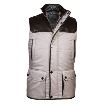 Contrasting Trims Beige Puffer Vests