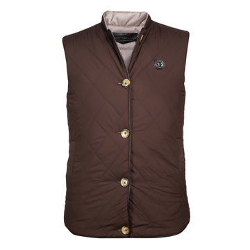 2-in-1 Reversible Quilted Vest in Dark Brown & Beige