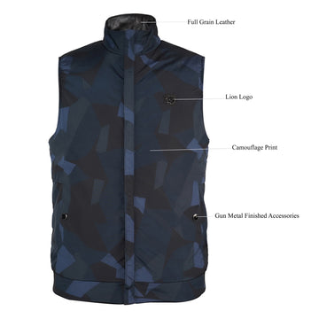 Blue Camo Vest with Snap & Zip Closure