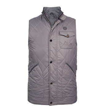Grey Diamond-Stitched Vest
