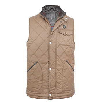 Beige Diamond-Stitched Vest