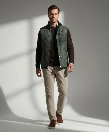 Green Diamond-Stitched Vest