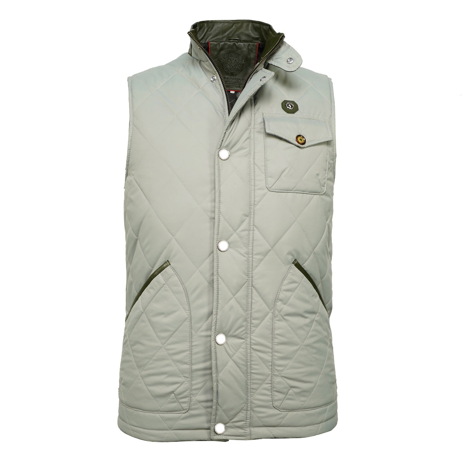 Mint Green Diamond-Stitched Vest