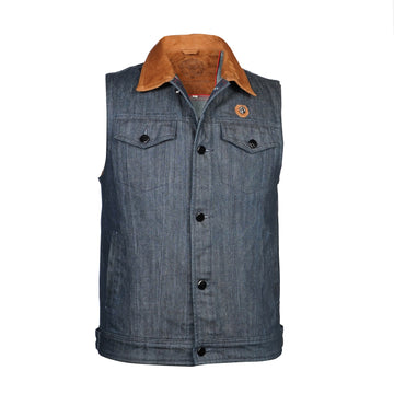 Blue Denim Vest with Flap Pockets