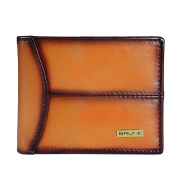 Brune Tan Hand Painted Leather Wallet For Men