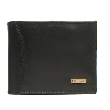 Black Genuine Leather Multi Slot Bi-Fool Wallet For Men