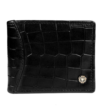 Black Deep Cut Croco Leather Wallet