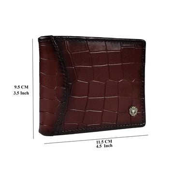 Brown Deep Cut Croco Print Leather Men Wallet By Brune & Bareskin
