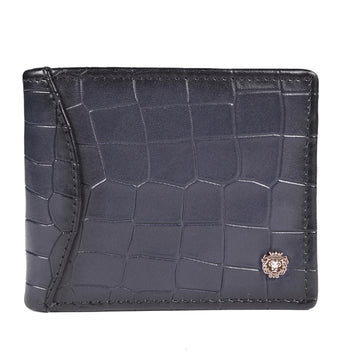 Grey Deep Cut Croco Leather Wallet