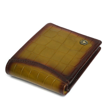 Olive Deep Cut Croco Leather Wallet