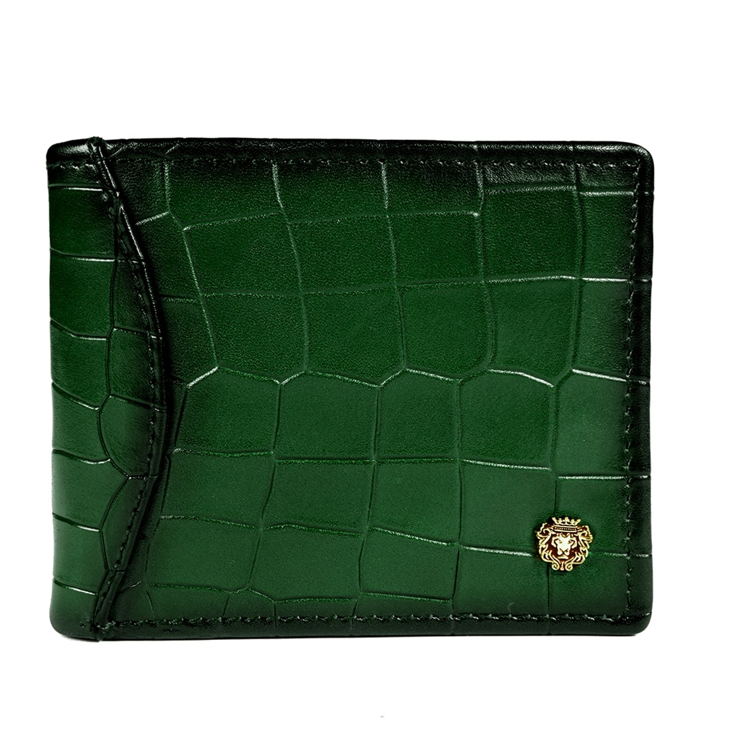 Green Deep Cut Croco Leather Wallet