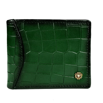 Green Deep Cut Croco Leather Wallet