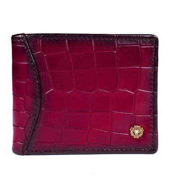 Pink Deep Cut Croco Leather Wallet