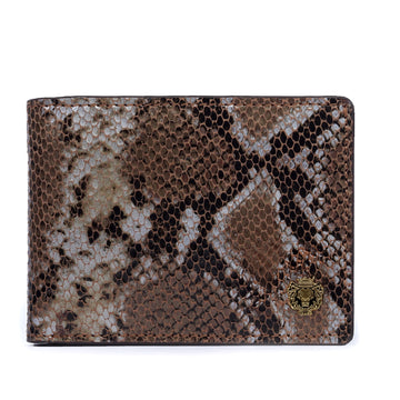 Python Snake Skin Textured Leather Bi-Fold Wallet