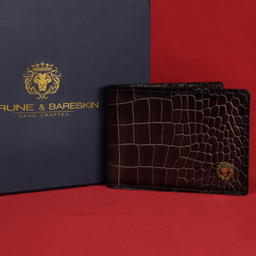 Men's Bi-Fold Wallet in Dark Brown Deep Cut Leather