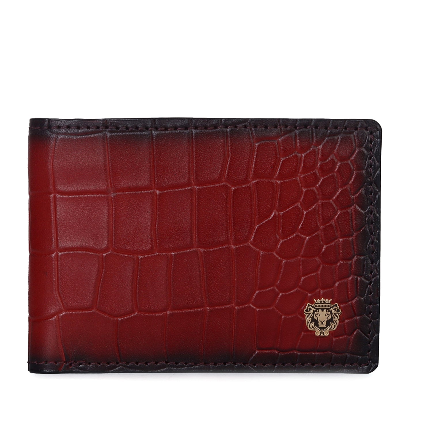 Wine Deep Cut Leather Bi-Fold Wallet