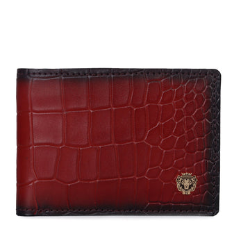 Wine Deep Cut Leather Bi-Fold Wallet