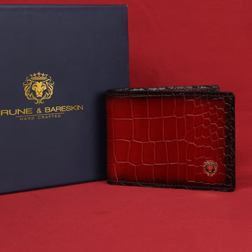 Wine Deep Cut Leather Bi-Fold Wallet