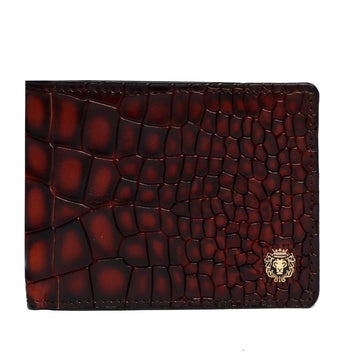 Smokey Finish Tan Croco Textured Leather Wallet