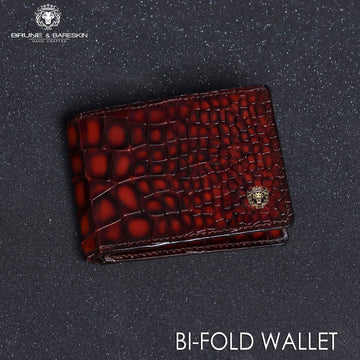 Smokey Finish Tan Croco Textured Leather Wallet