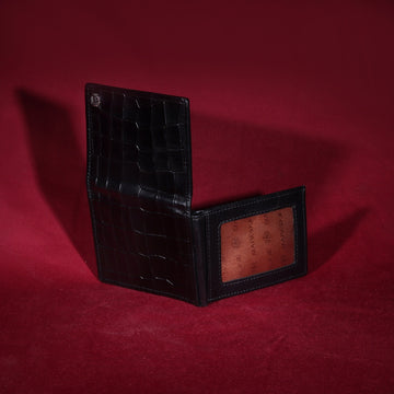 Bi-Fold Wallet with Flip Up Single Window ID in Black Leather