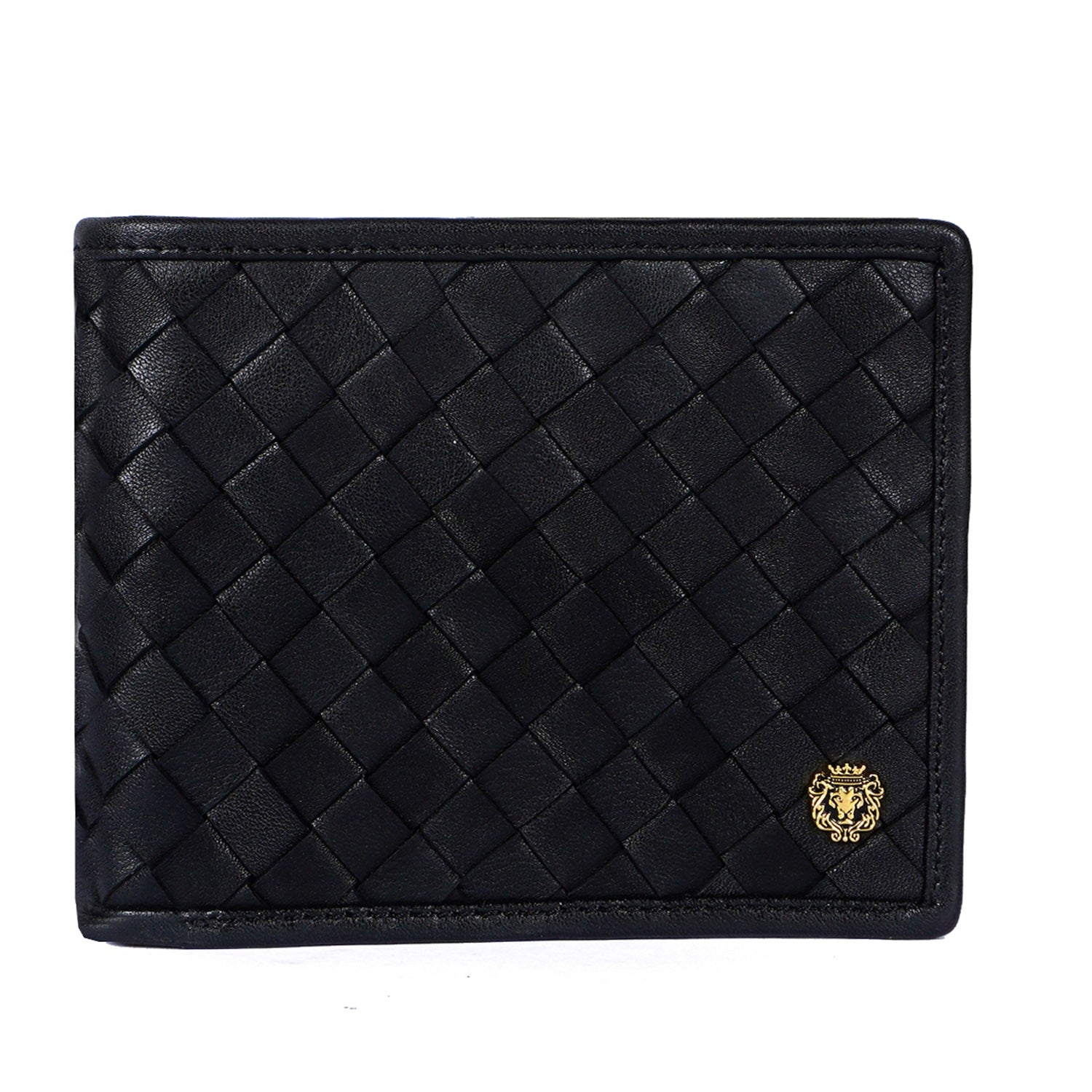 Black Weaved Leather Men's Wallet