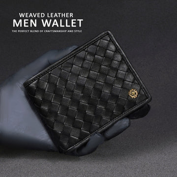 Black Weaved Leather Men's Wallet