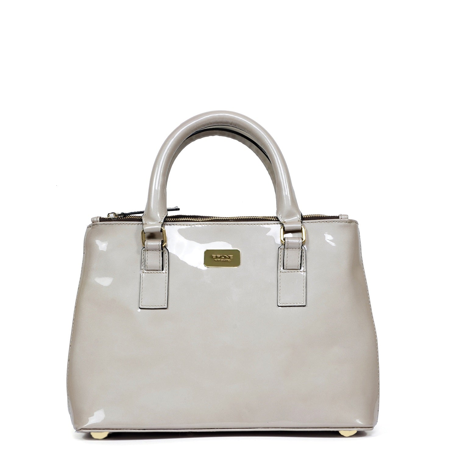 Women Fashion Tote Bag in Patent Beige Leather