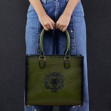 Olive Leather Medium Hand Bag