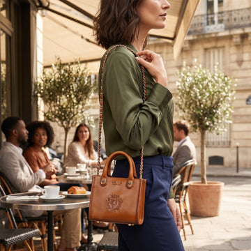 Mini Sized Tan Leather Hand Bag