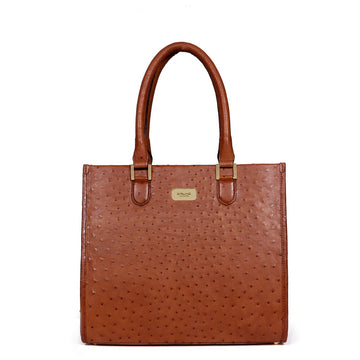 Hand Bag/Shopping Bag in Tan Luxurious Real Ostrich Leather