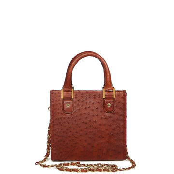 Exclusive Mini Hand Bag in Tan Real Ostrich Leather