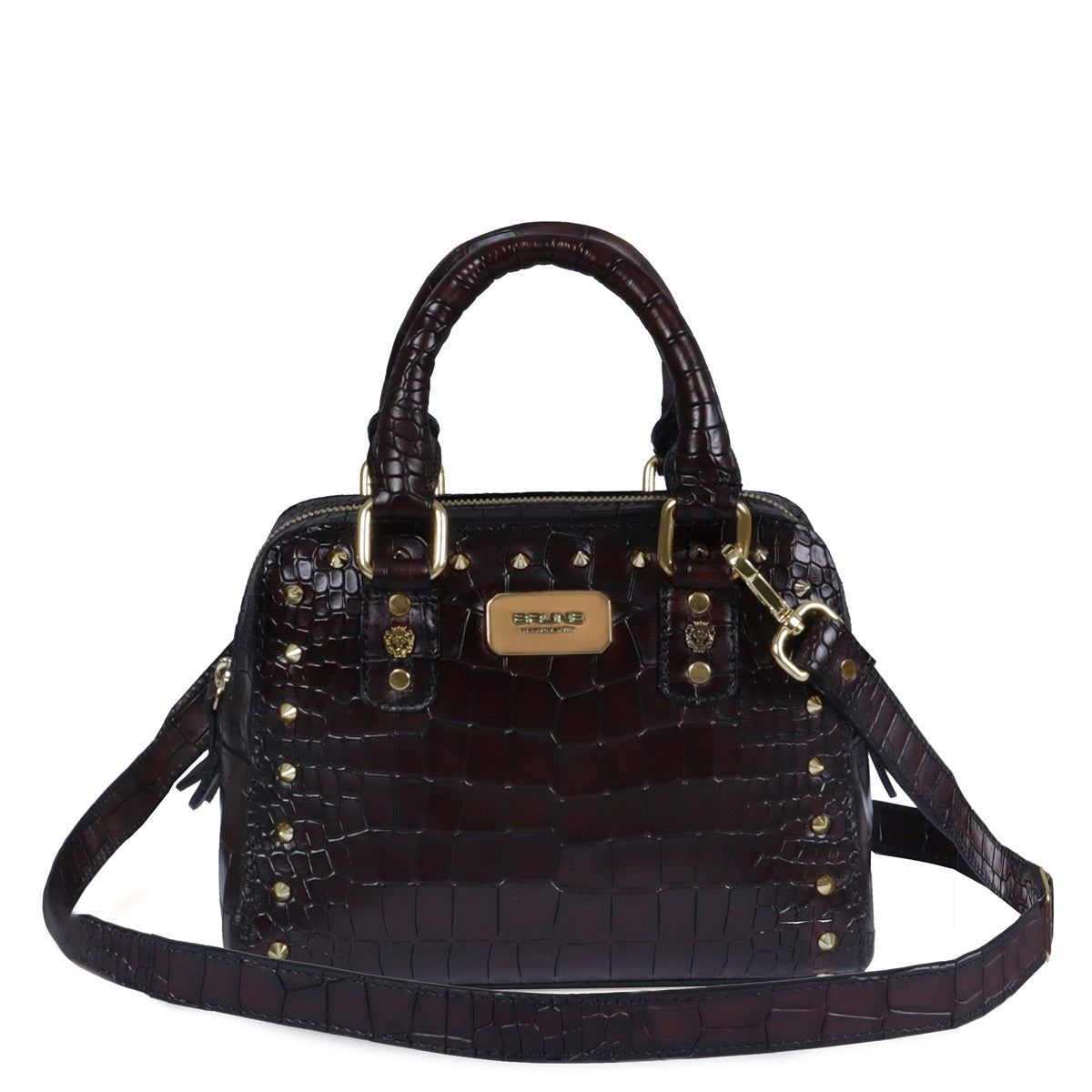 Ladies Handbag with Golden Stud & Removable Shoulder Strap