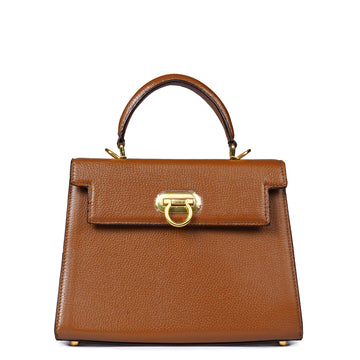 Medium Sized Tan Pebbled Leather Handbag