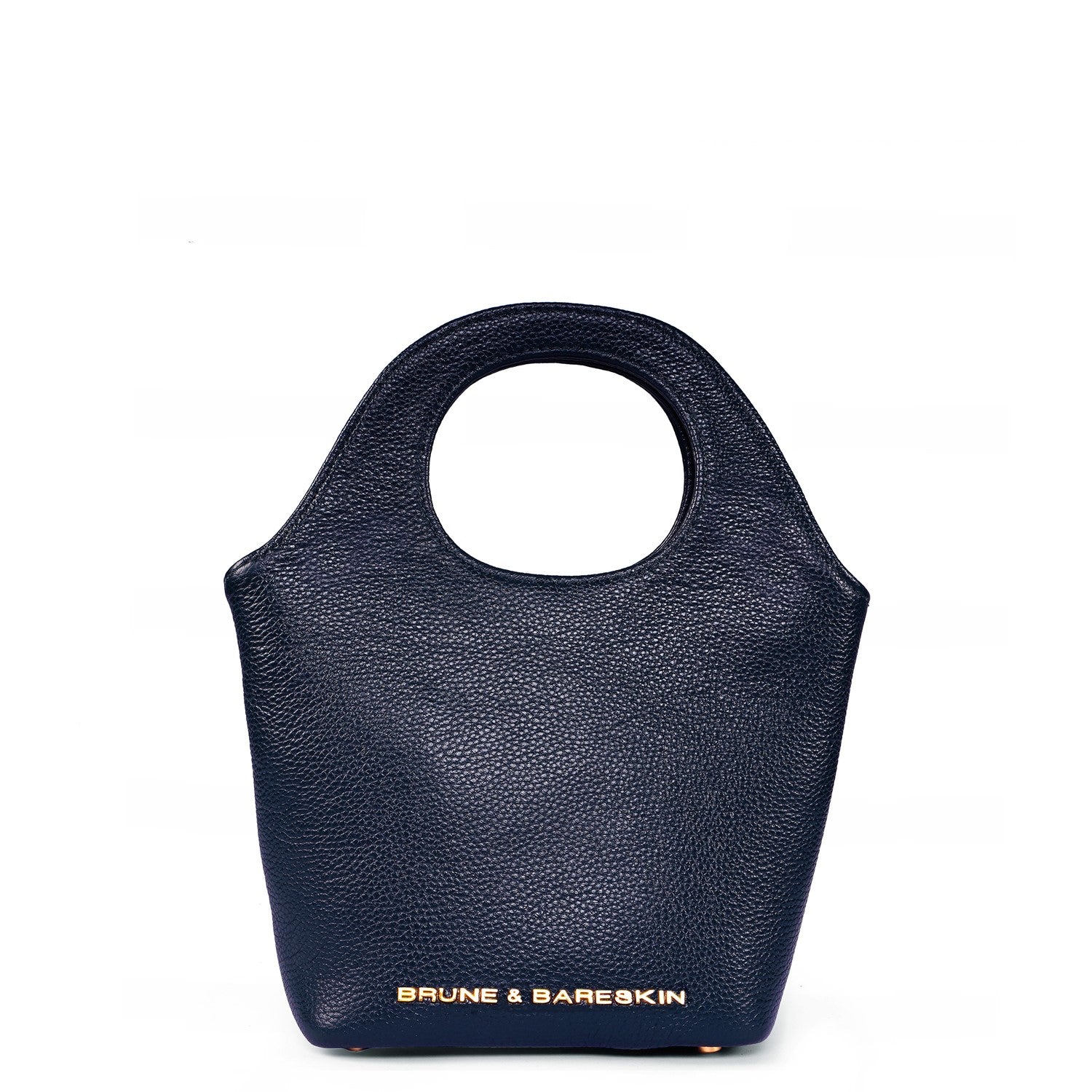 Blue Pebbled Leather Handbag with Loop Handle