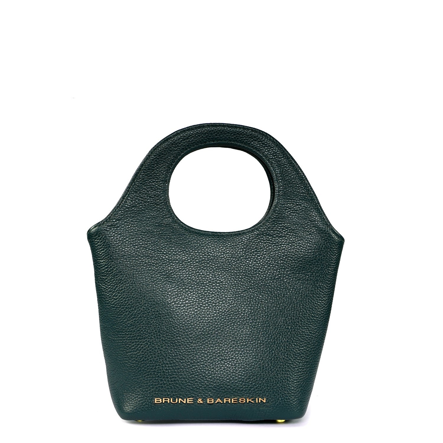 Green Pebbled Leather Handbag with Loop Handle