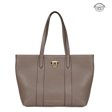 Classic Charm Oakwood Leather Handbag with Clasp Turn-Lock Closure (Free Matching Belt)