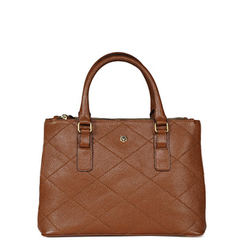 Tan Diamond Stitch Premium Handbag for Women